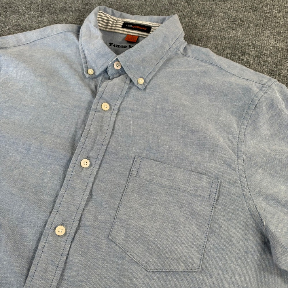Tailor Vintage Men L Luxe Performance Airotec L/S Stretch Oxford Blue